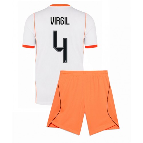 Alankomaat Virgil van Dijk #4 Vieraspaita Lapsille MM-kisat 2026 Lyhythihainen (+ Lyhyet housut)